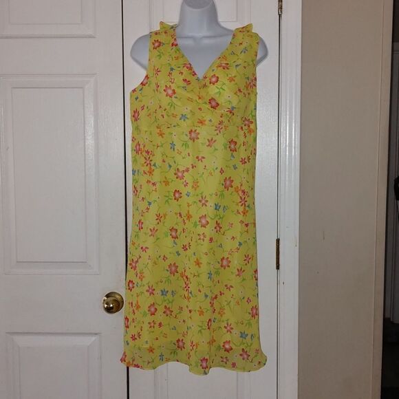 Motherhood Maternity yellow floral print sleeveless summer party dress Sz M - Picture 1 of 5